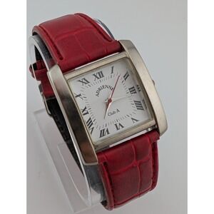 Adrienne Club  A Tank Watch Women 28mm Case Red Leather Band- New Battery